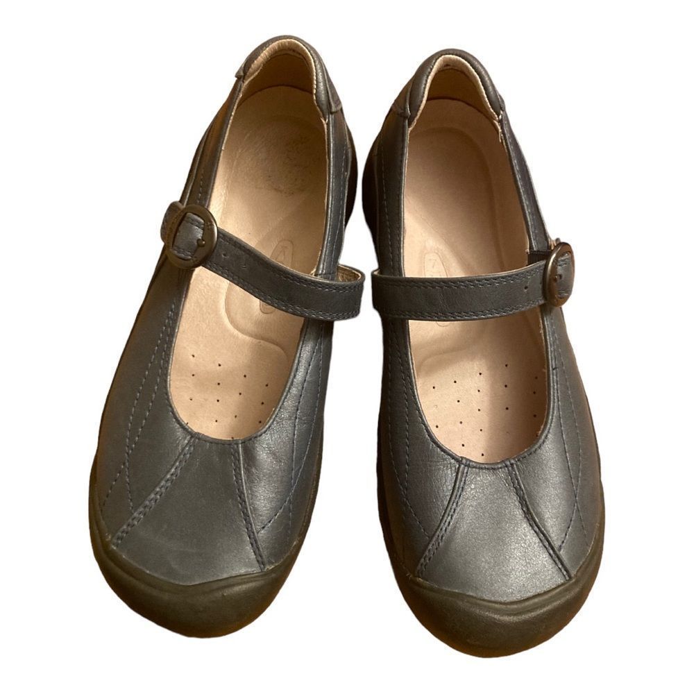 Keen Gray Leather Mary Janes